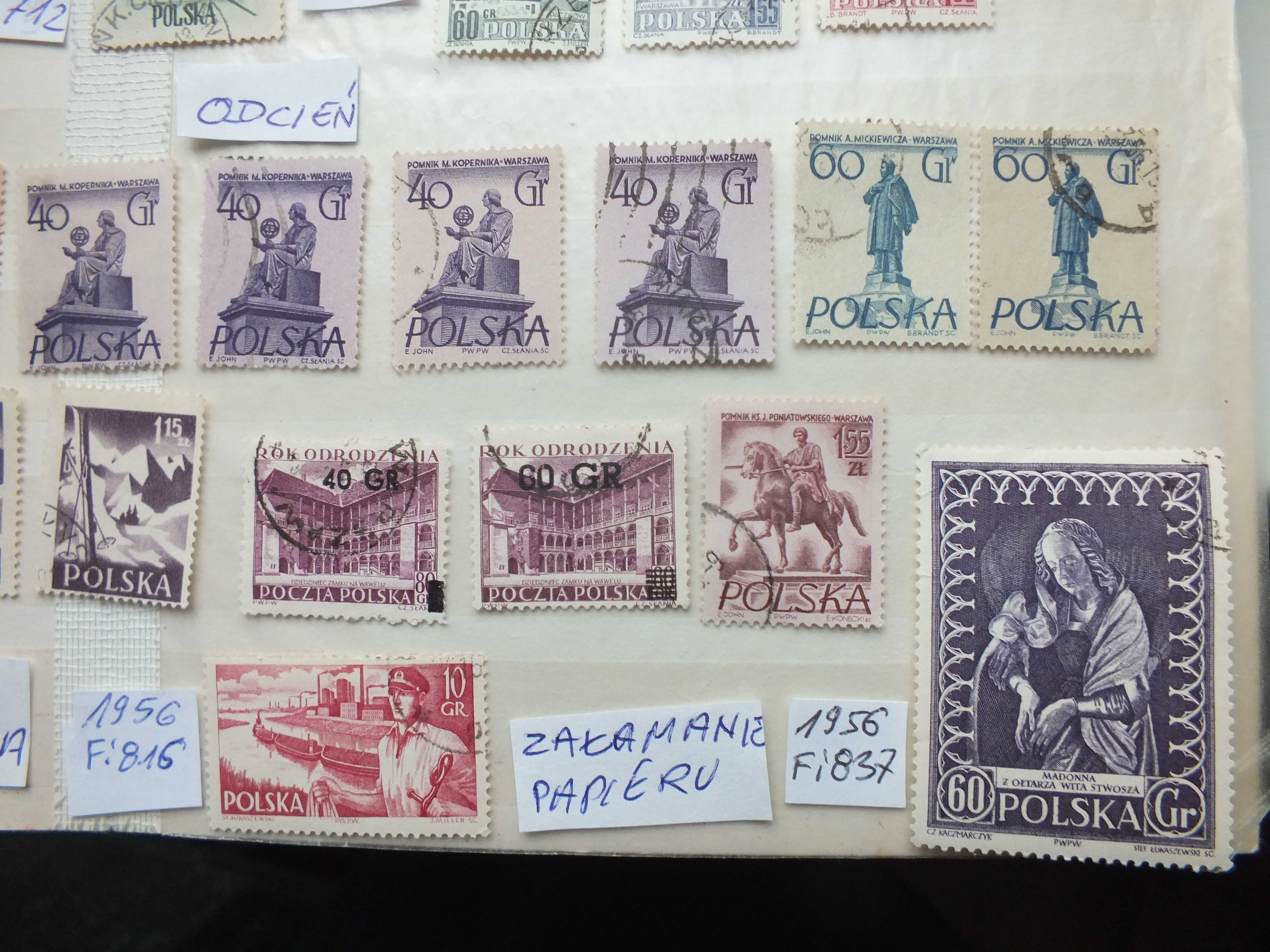 30zt. znaczki BŁĄD odcień parka Polska 1954 /1956 kasownik miejscowość