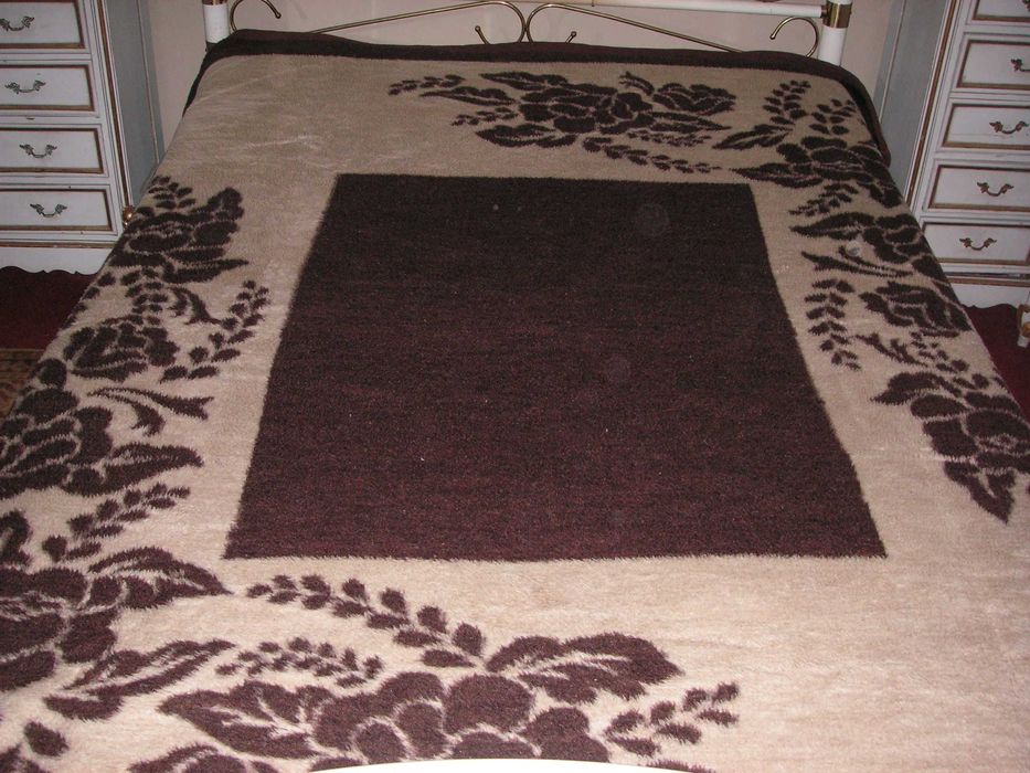 Cobertores Cores Castanho e Bege / Rosa Pura Lã Virgem