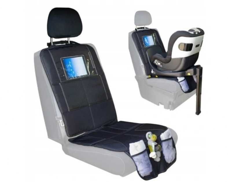 Mata pod fotelik obrotowy z kieszenią na iPad