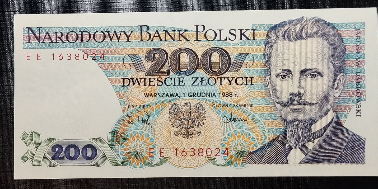 Banknot PRL 200 zł 1988r. Stan +2 seria EE (L0- pospolite)