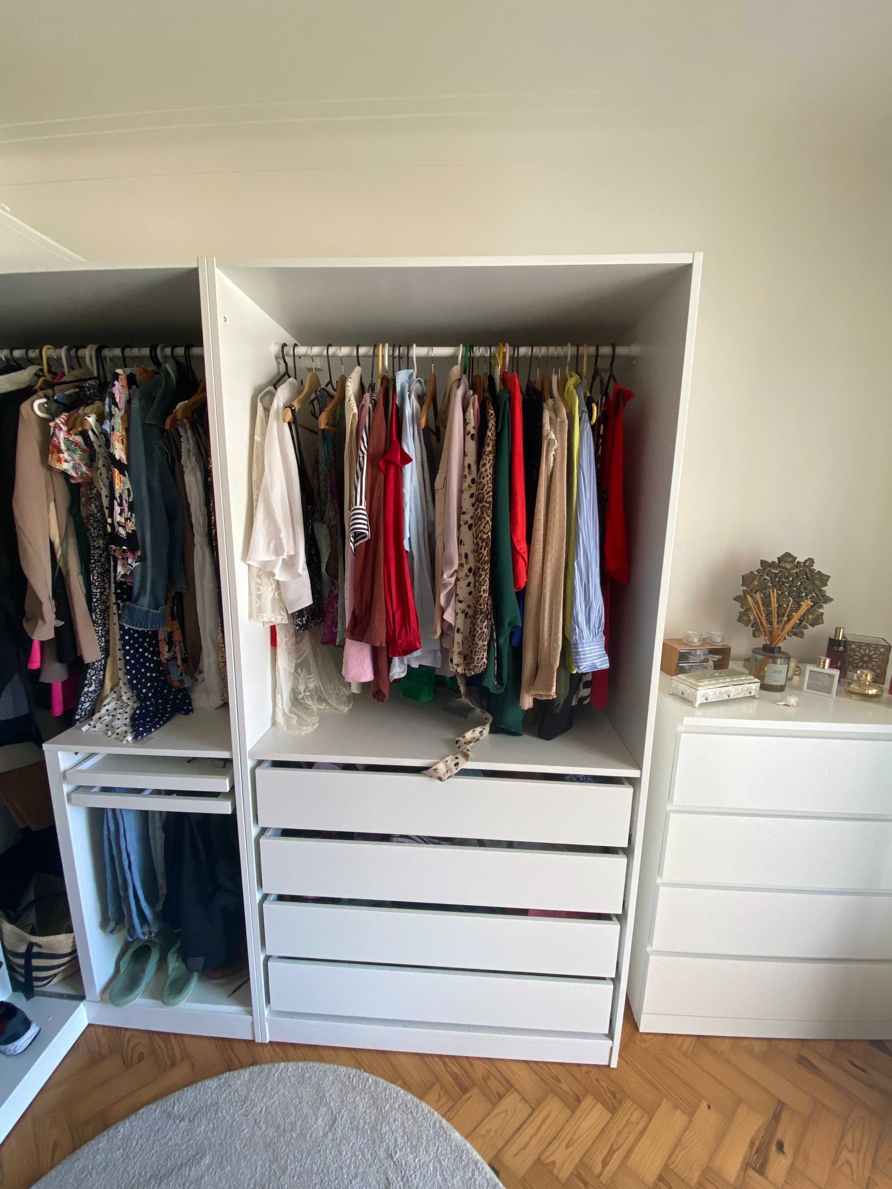 Closet IKEA - 3 Módulos c/ Gavetas, Sapateira, Cabides