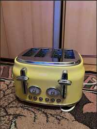 Żółty Toaster "Dunelm" Retro 4 tosty + adapter GRATIS