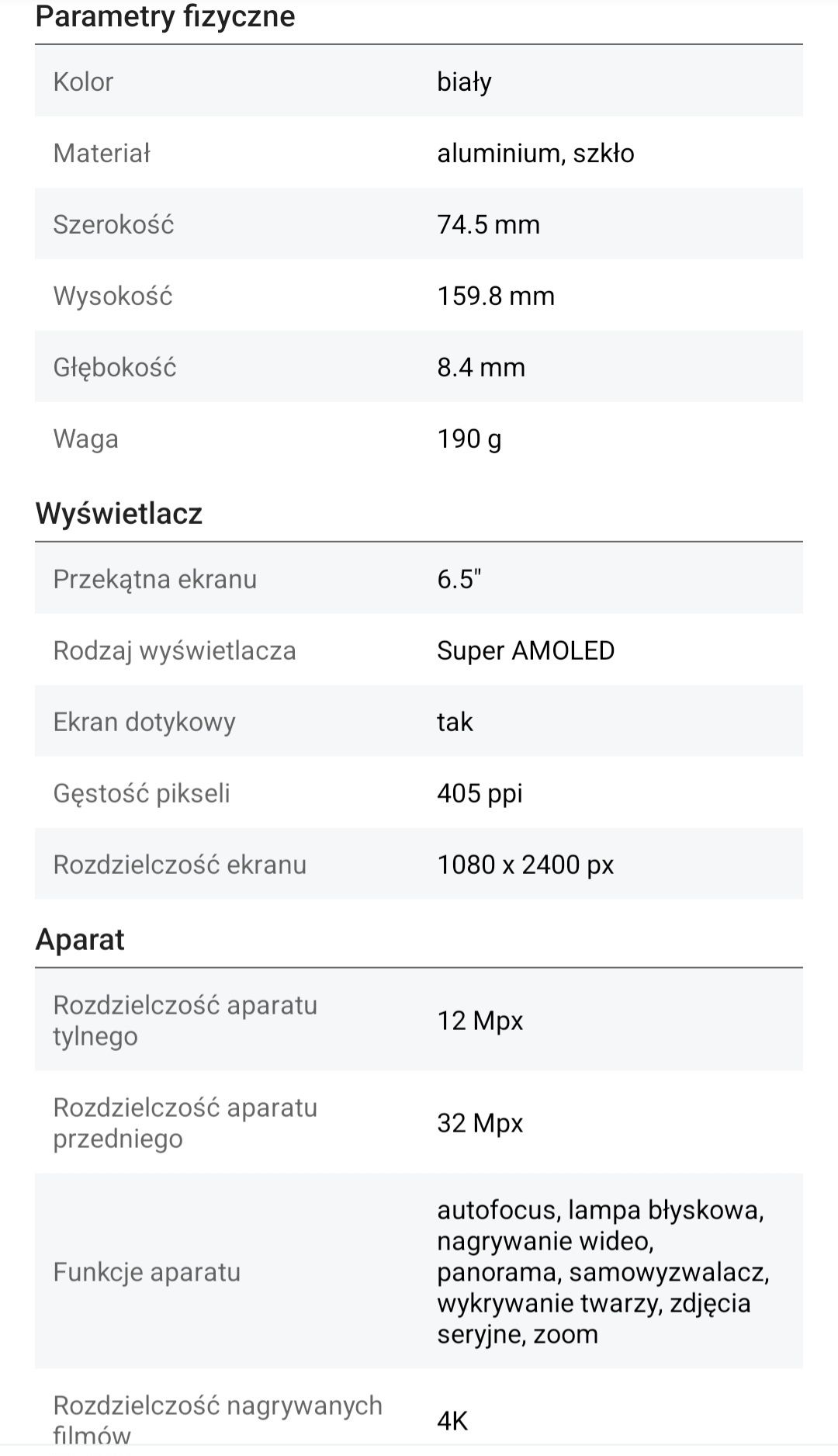 Samsung Galaxy S20 FE 5G biały 128 GB, RAM 6GB