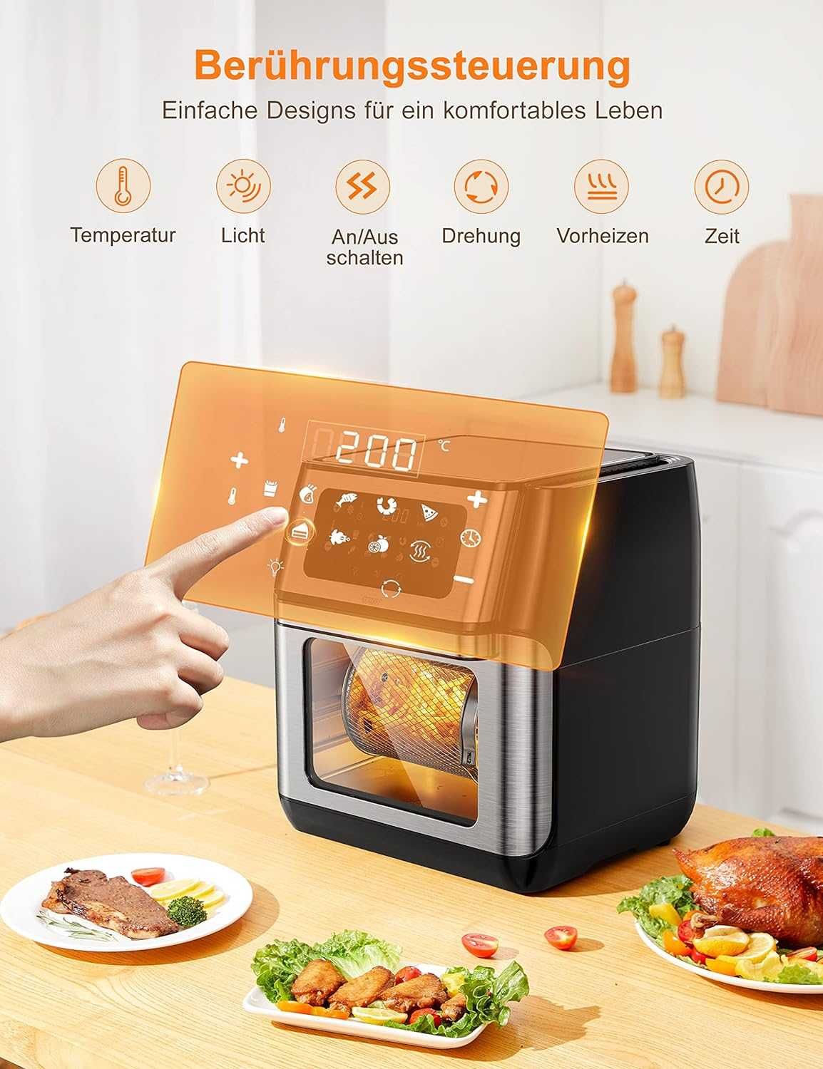 Innsky Air Fryer Frytkownica Beztłuszczowa Mini Piekarnik 10L 1500W