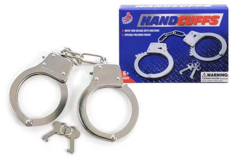 Дитячий поліцейський набір  металеві  наручники з ключами у коробці