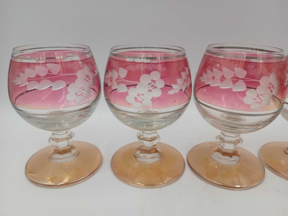 Kieliszki Bohemia koniakówki szkło z PRL