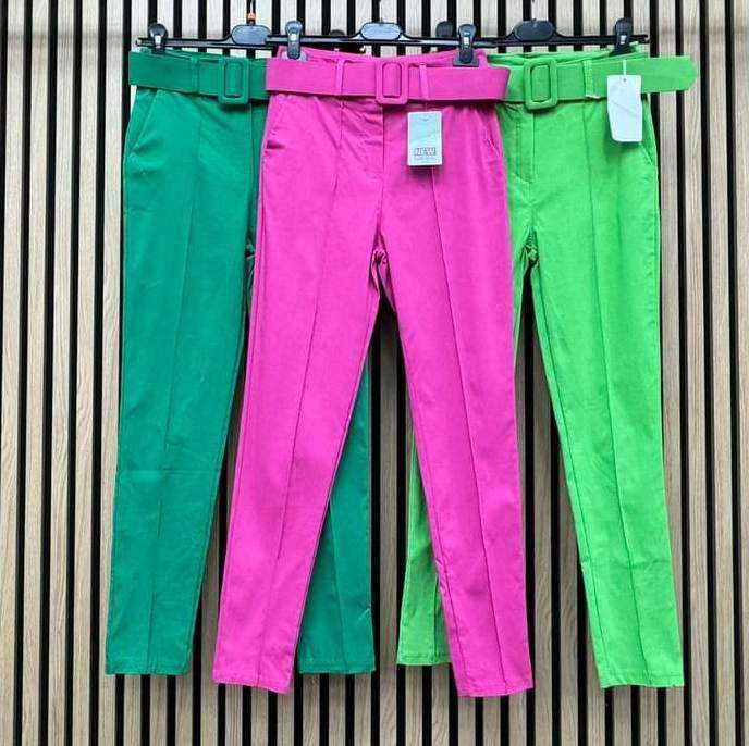 Zielone spodnie z paskiem i kantem XL PS