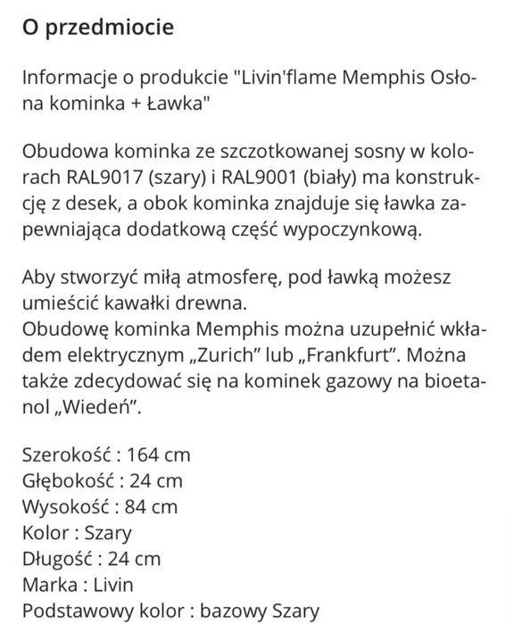 Obudowa kominka Memphis
