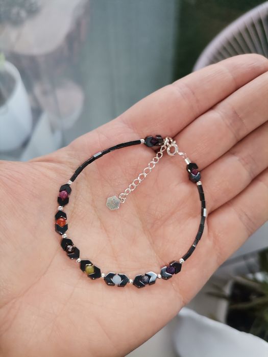 Bransoletka czakry srebro regulacja Nefryt szafir rubin Karneol