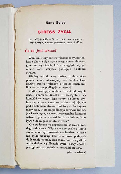 Stress życia Hans Selye 1960