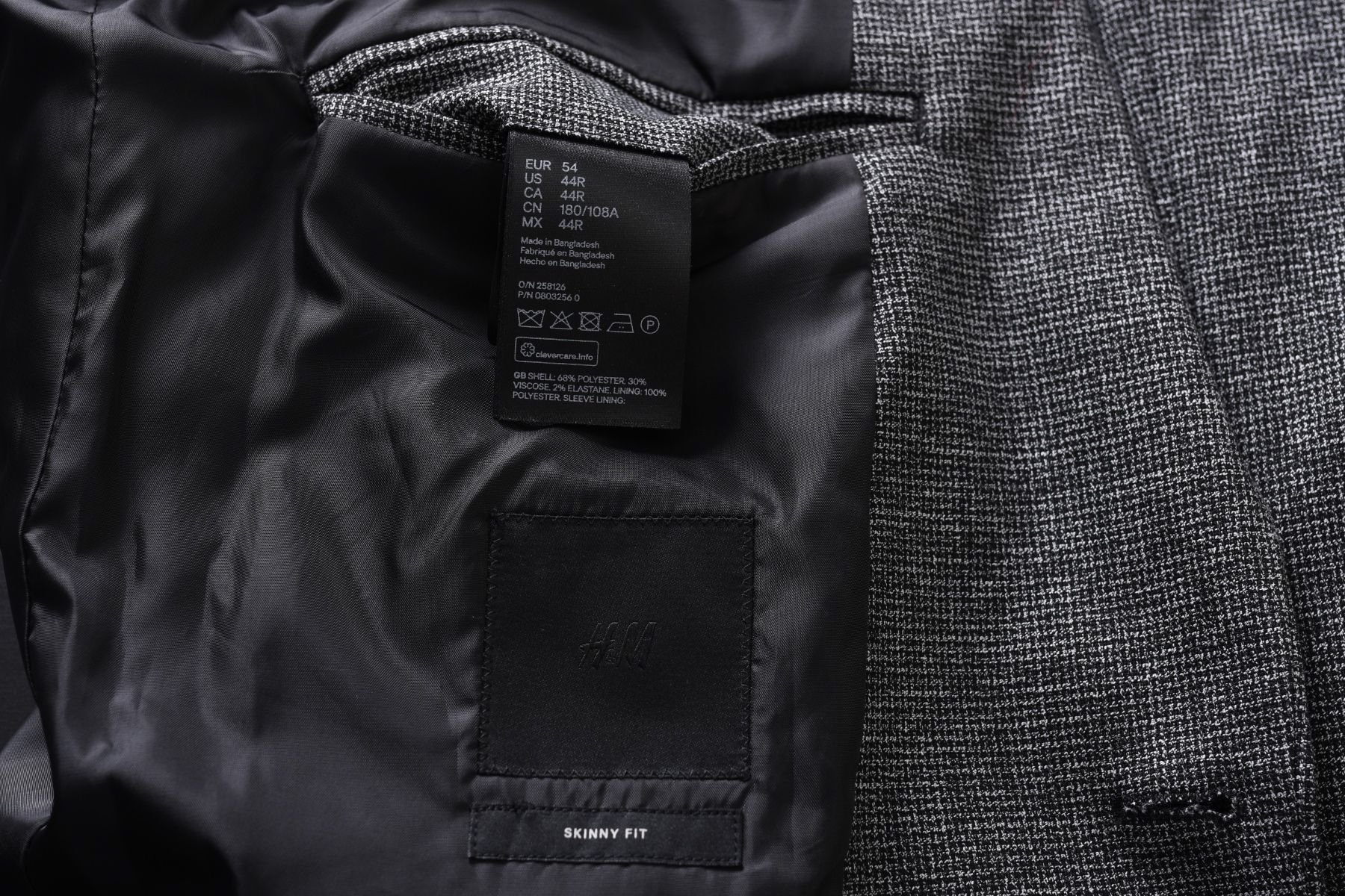 H&M szara marynarka męska w pepitkę skinny fit r. 52