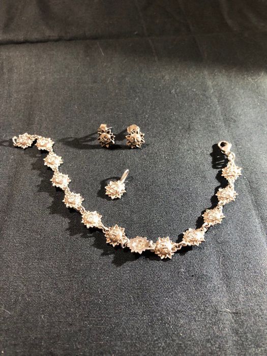 Набір срібний . Браслет та цвяшки