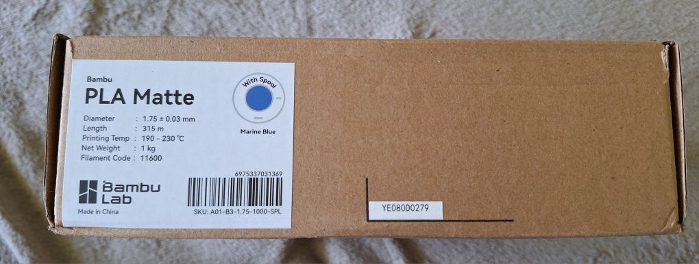 Filament Bambu Lab PLA Matte, Marine Blue