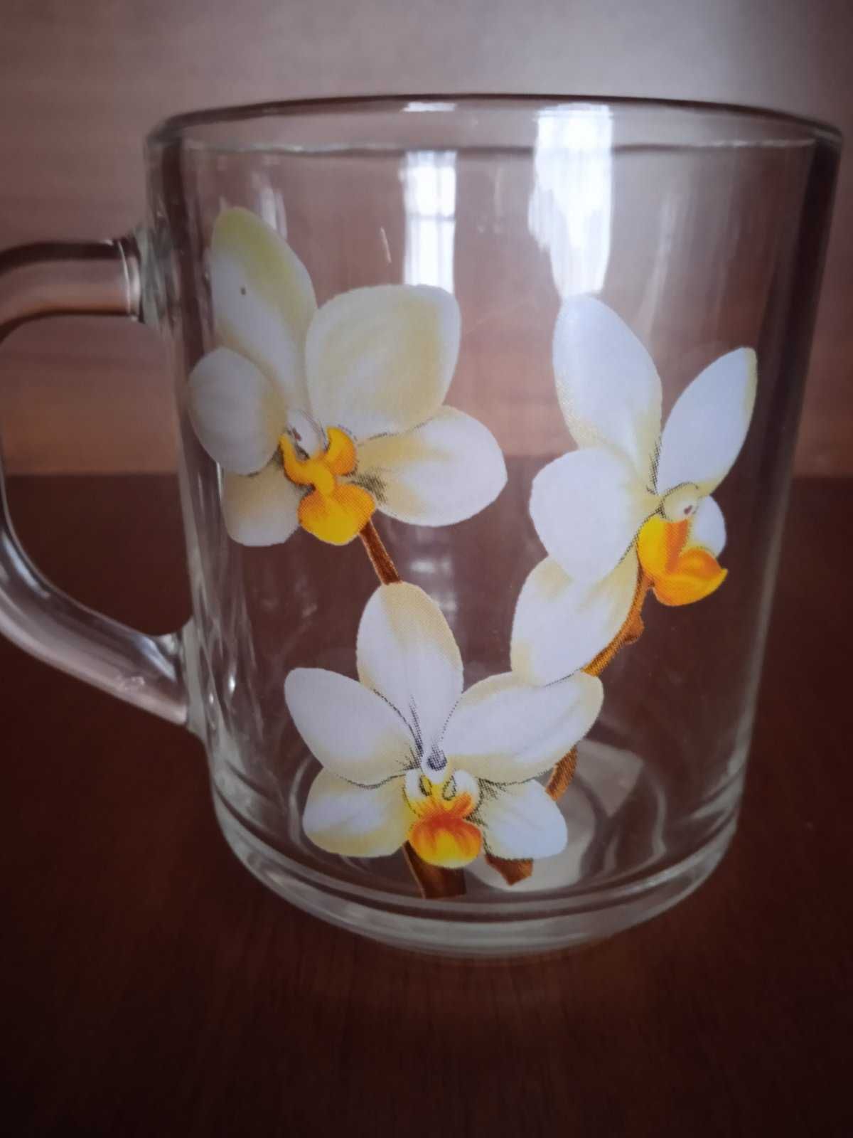 Чашка термостойкое стекло новая Белая Орхидея 300мл