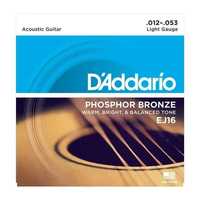Струны D'addario EJ16 для акустической гитары (.012) Фосфорная бронза