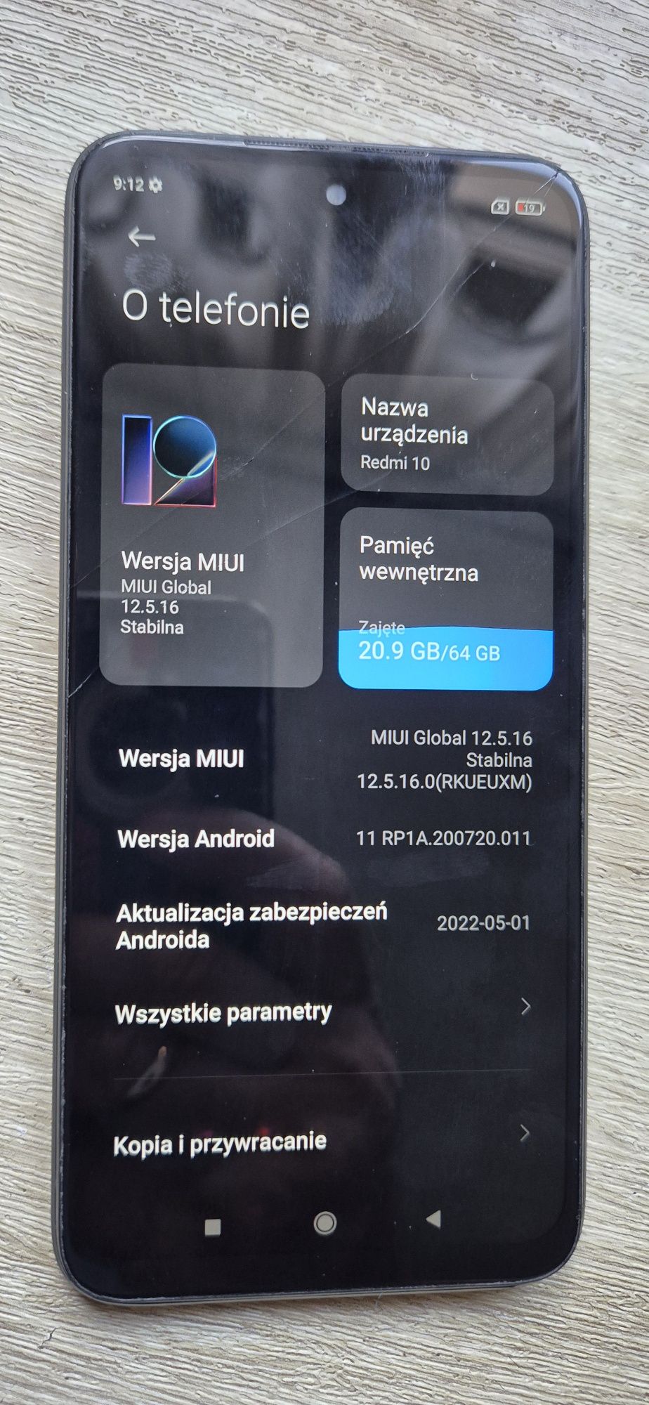 Wyświetlacz z ramką do Redmi 10.