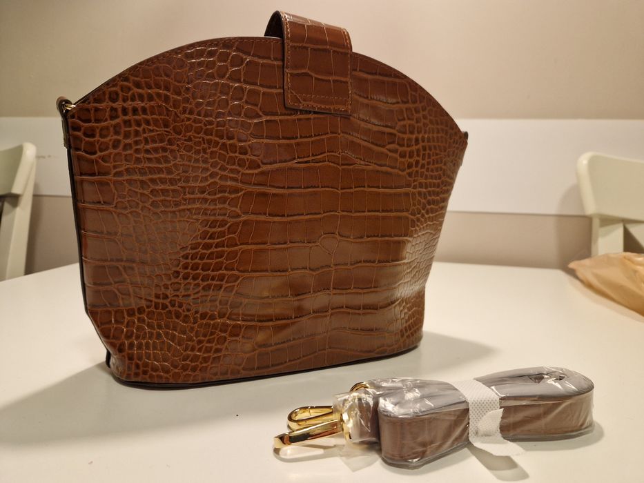 Nowa torebka 2 w 1, crossbody Oriflame Drift Dee brąz skóra krokodyl