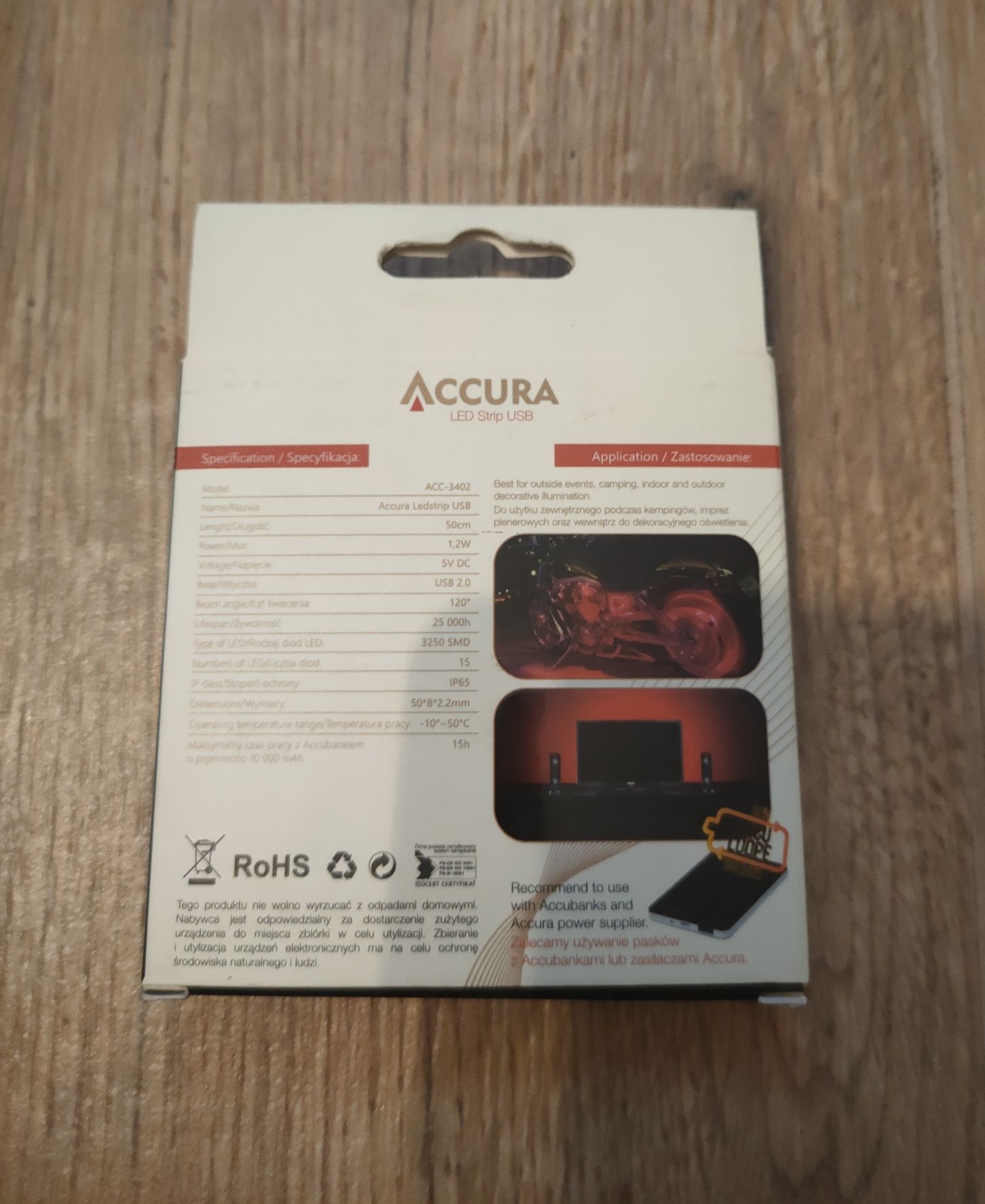 Pasek LED 1,2 W, Accura Ledstrip USB red 50cm, oświetlenie czerwone