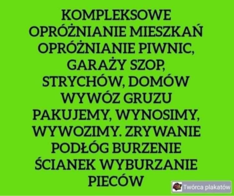 Opróżnianie domów mieszkań piwnic garaży altan działek odbiór mebli