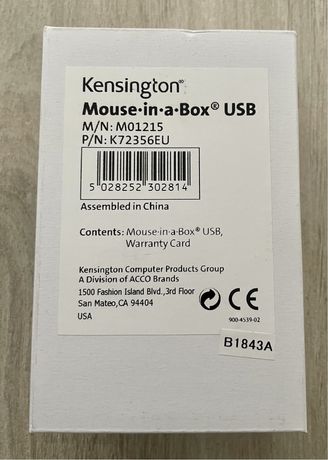Nowa Myszka Kensington Mouse in a Box USB - czarna