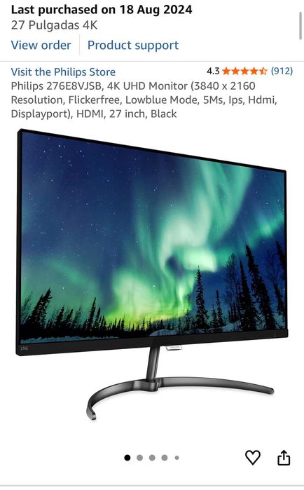 Monitor Philips 276E8VJSB – 27 polegadas, 4K UHD