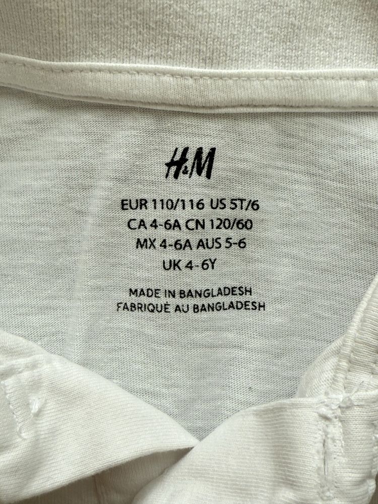 Biała koszulka polo H&M białe polo, polówka, t-shirt z kołnierzykiem