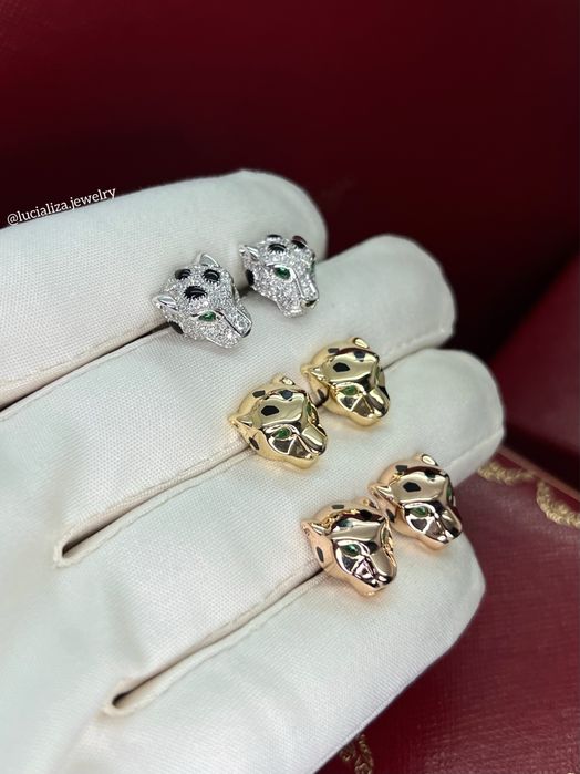Золотые Серьги в стиле Cartier Panthère с бриллиантами 0.61ct