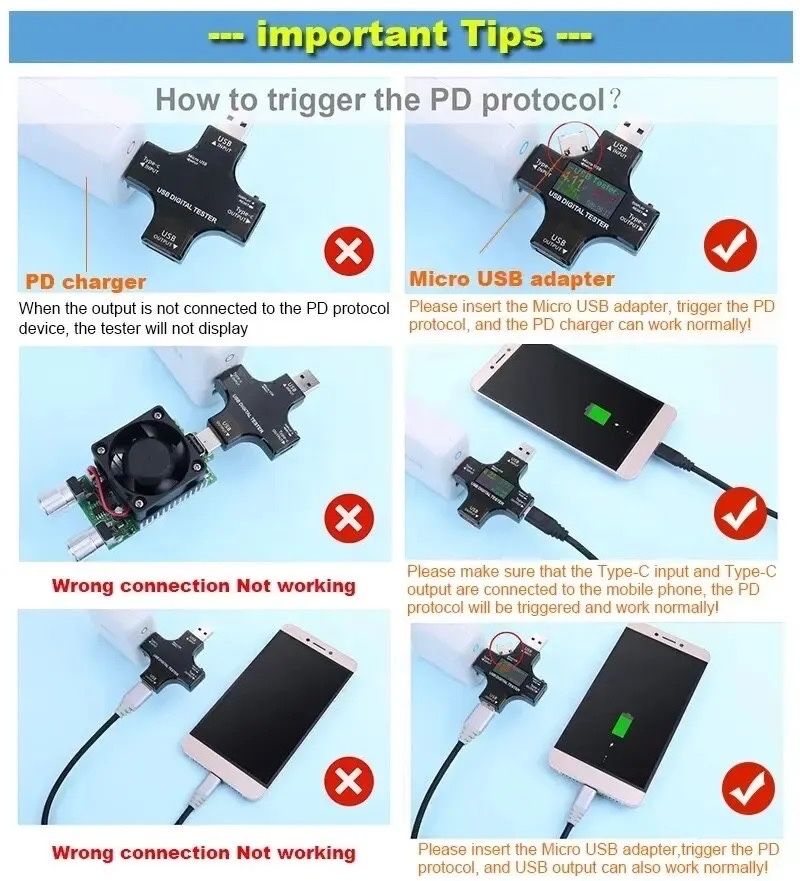 USB тестер Atorch J-7C струму та напруги Type-C, MicroUSB