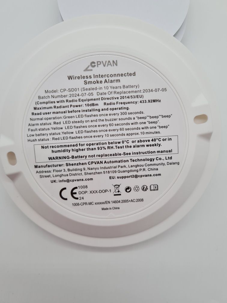 Czujnik dymu detektor system alarmowy 3 szt CPVAN CP-SD01 na baterie