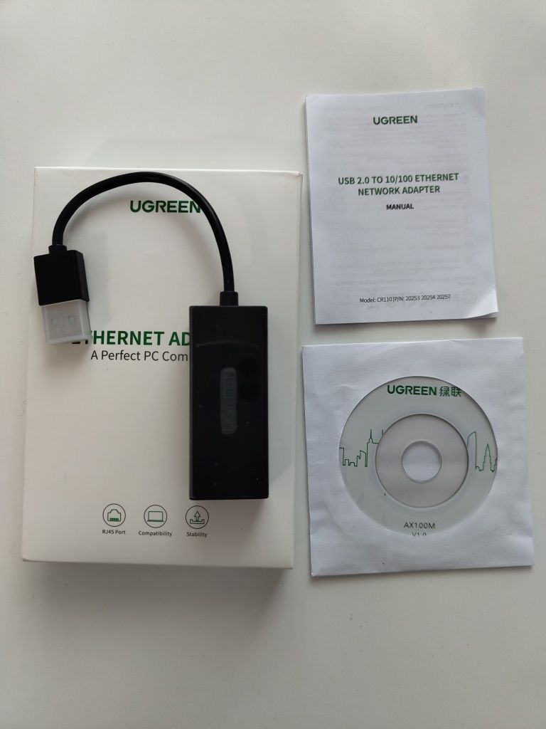 Переходник адаптер сетевой Ugreen USB 2.0 10/100 mb Ethernet Adapter