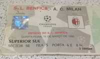 Bilhete de Futebol Benfica - A.C. Milan 1995