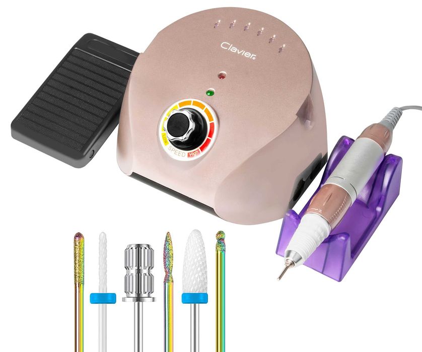 Frezarka do Paznokci Clavier FX 600 Mocna 65W Różowa frezy ceramiczne