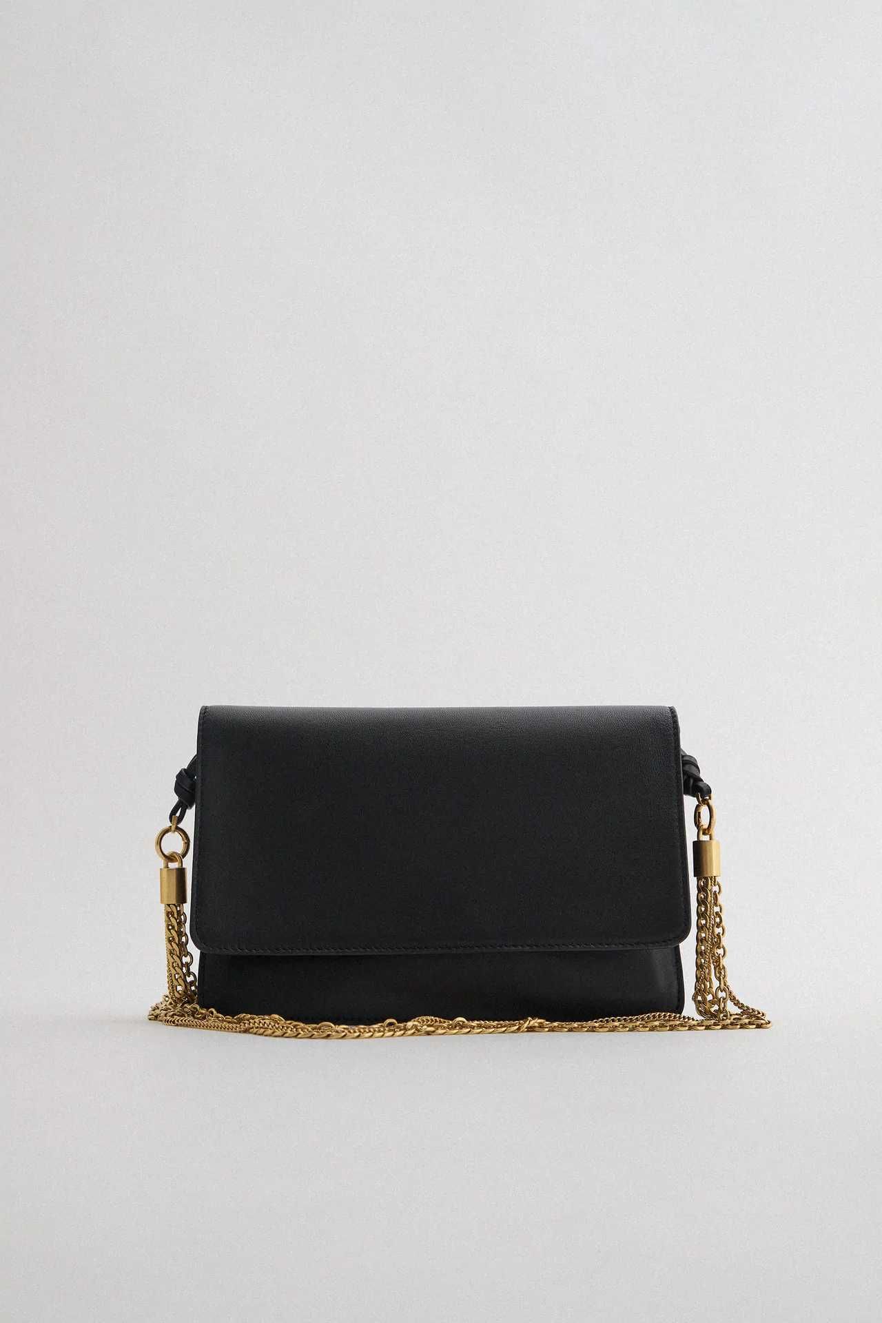 Skórzana torebka kopertowa Zara czarna