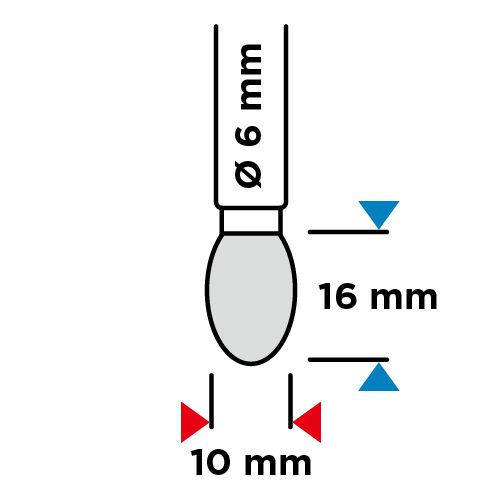 Frez Do Metalu Hm, Typ E (Owalny), 10 X 16 Mm, Trzpień 6 X 45 Mm