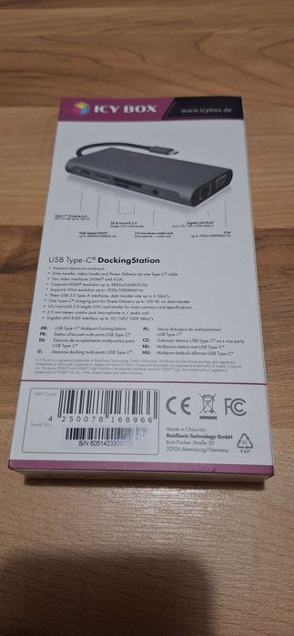 Stacja Dokująca ICY BOX USB-C - USB, HDMI, VGA, RJ-45, PD 100W NEW