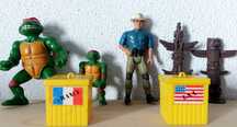 Bonecos antigos, tartaruga ninja e cowboy