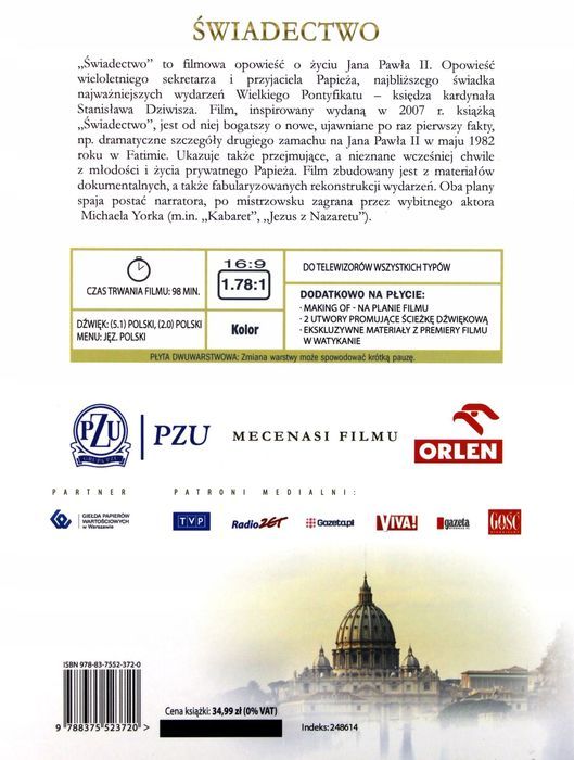 Film Świadectwo Jan Paweł Ii Dvd