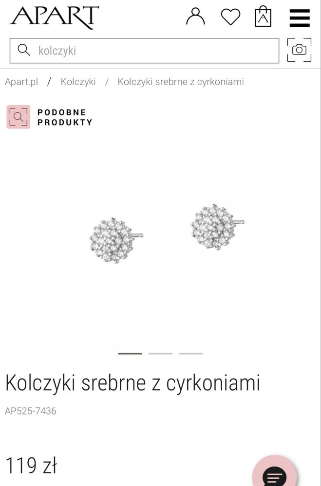 Kolczyki srebrne z cyrkoniami Apart