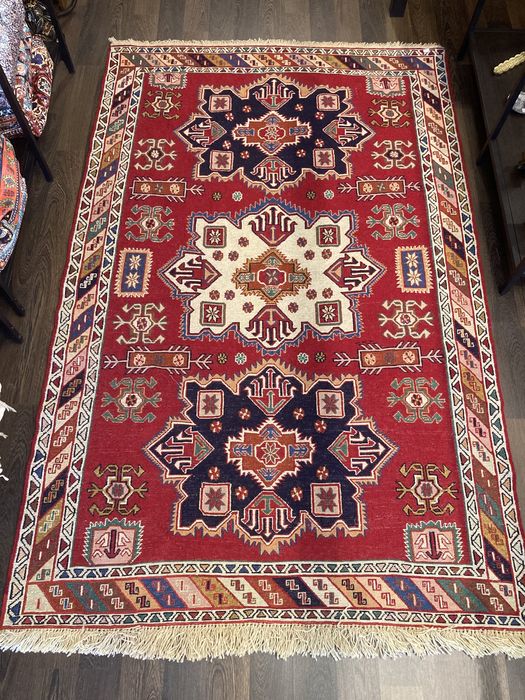 Autêntico Tapete Persa Kilim Soumak 195x126cm - Novo
