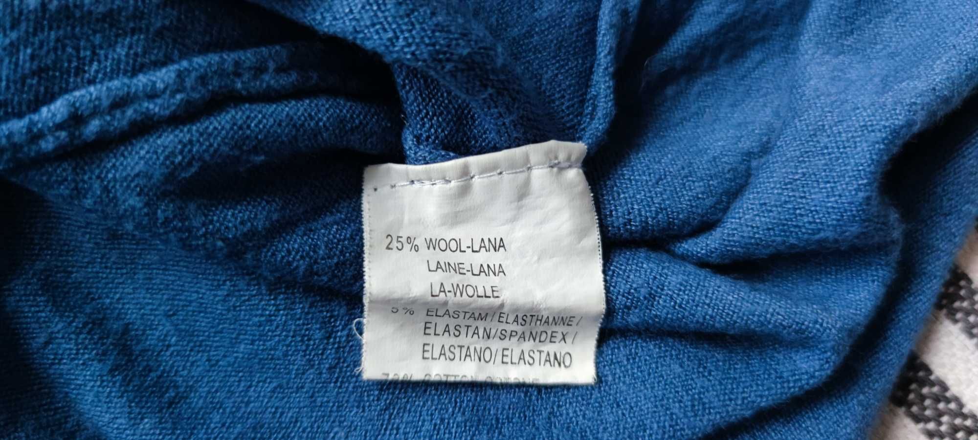 Długi sweter wiązany w pasie r. 38/40 bawełna/ wełna