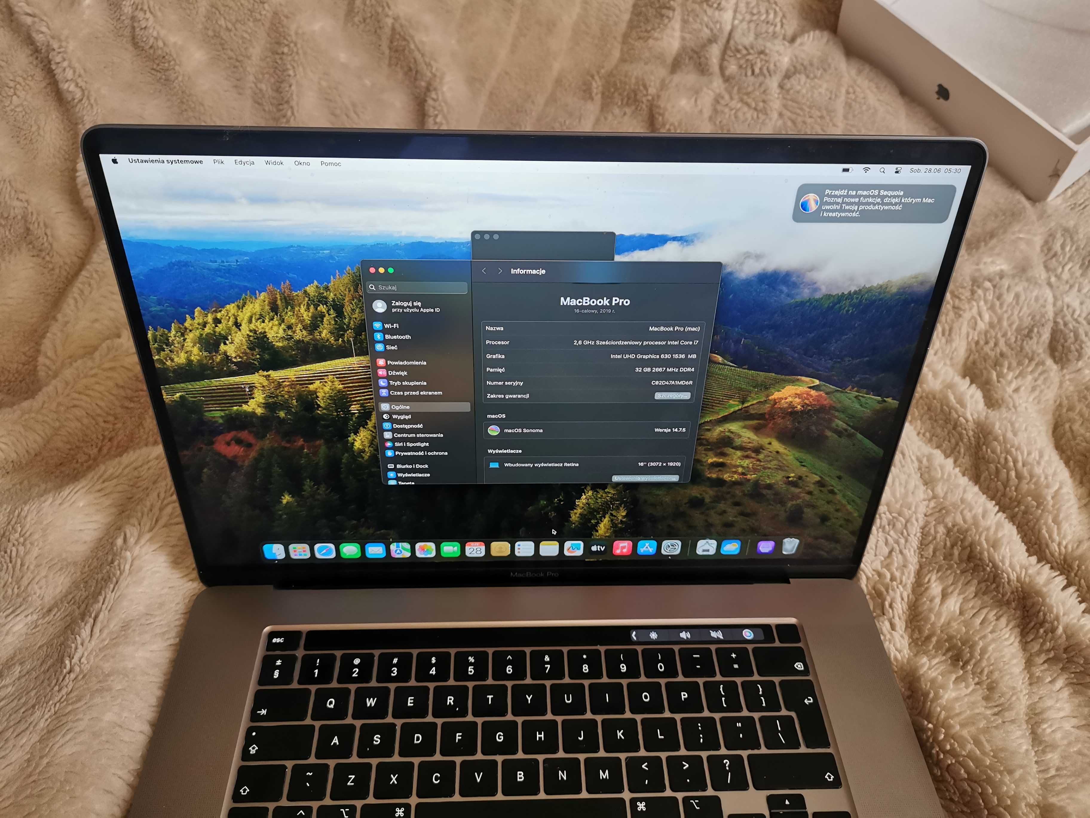laptop Apple MacBook Pro 16 cali 2141 i7 32GB 512GB SSD