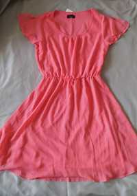 Różowa oranż sukienka suknia dla dziewczynki na wesele lato chrzciny 1