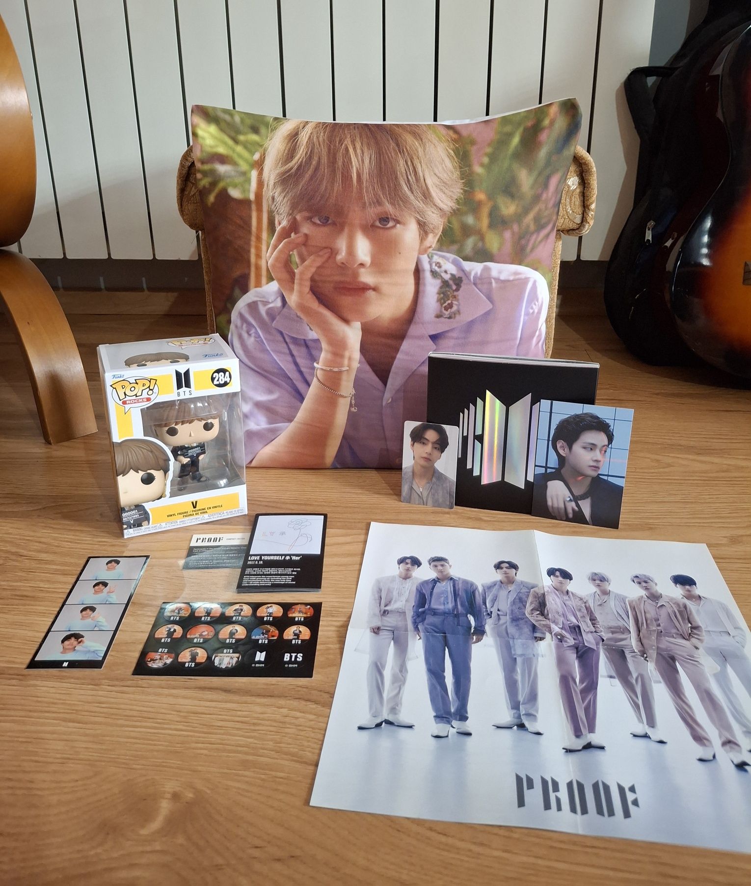 BTS album Proof Compact edition, Taehyung Funko POP!, poduszka, klisza