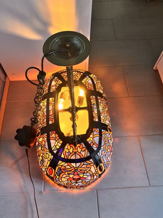 Lampa wisząca witrażowa w stylu Tiffany Śliczna Unikat