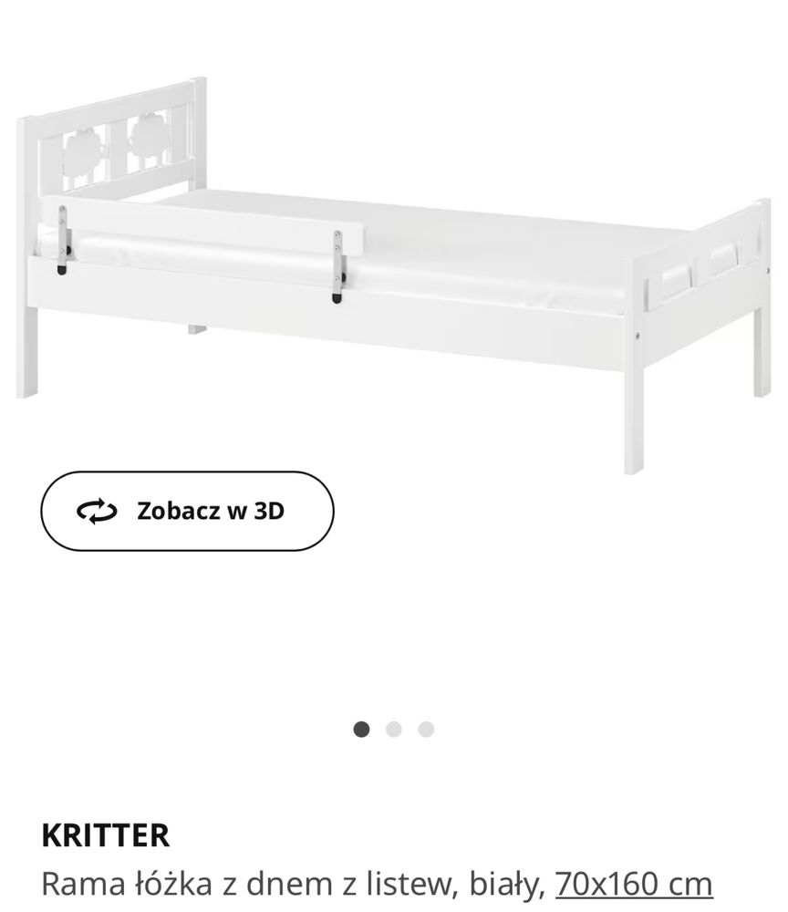 Używane łóżko IKEA Kritter z materacem i podkładem.