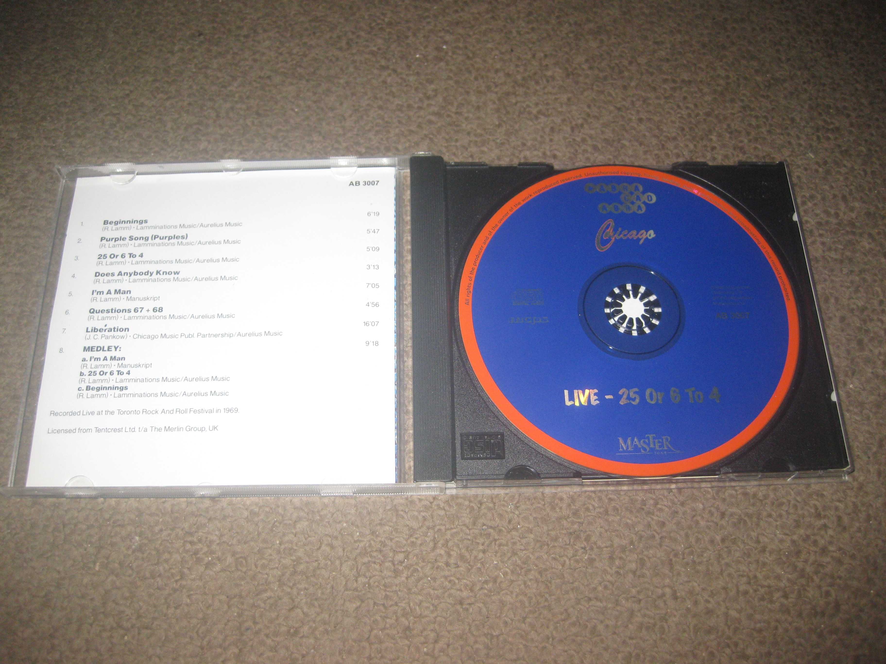 CD dos Chicago "Live: 25 Or 6 To 4"