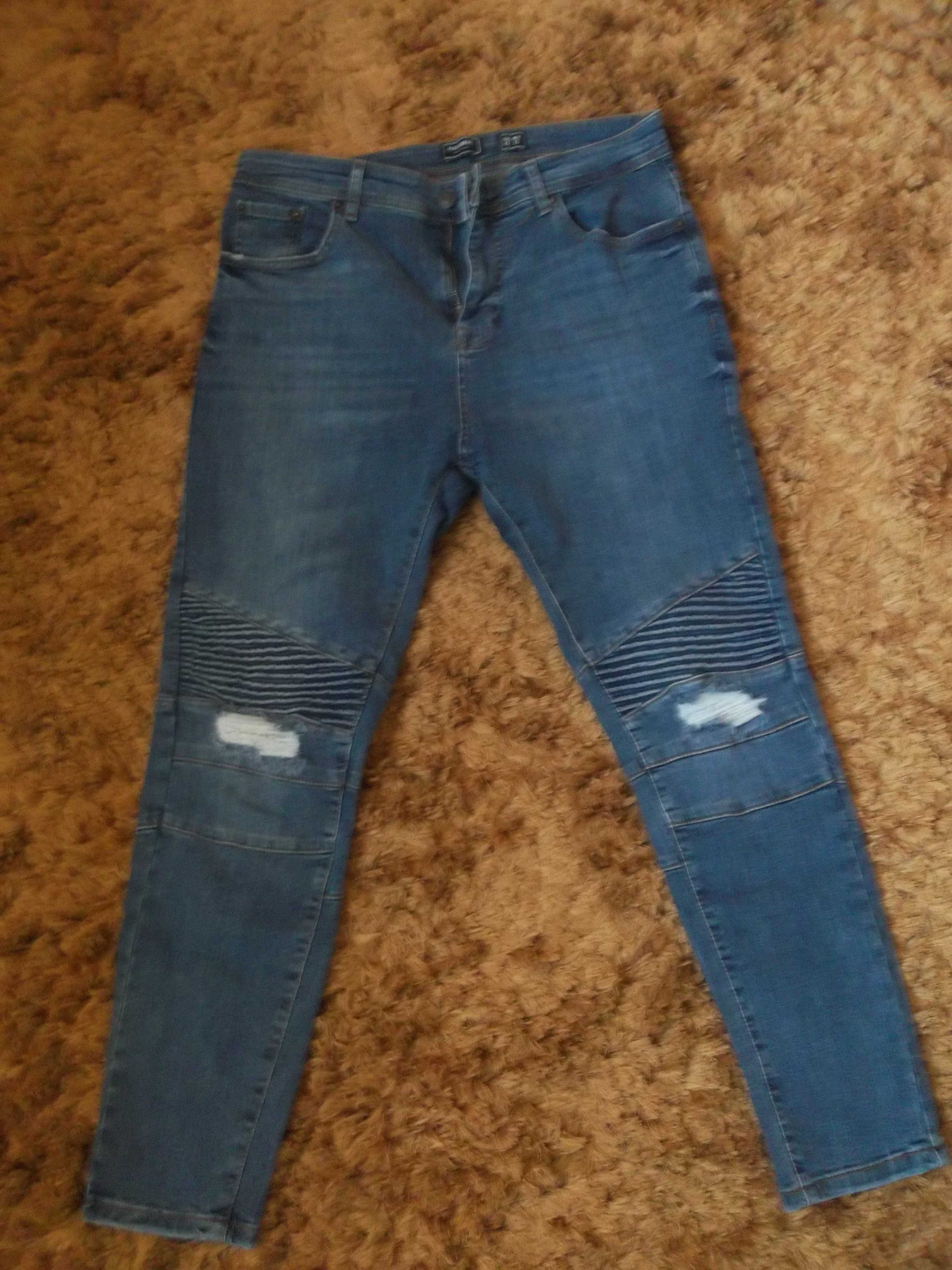 Jeansy Pull&Bear, Biker, Skinny, Zamki, Rozm L, EUR 42