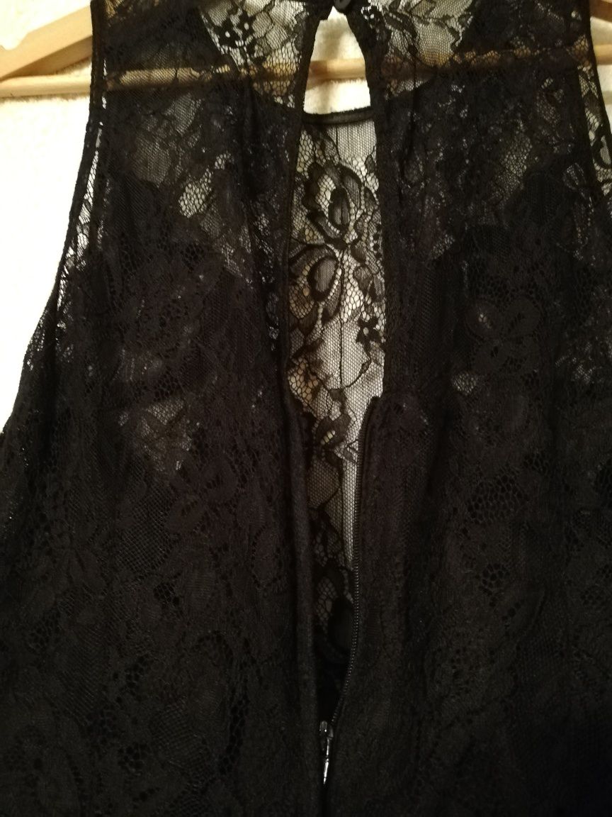 Suknia mini koronkowa wieczorowa czarna h&m rozmiar 40