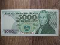 Banknot PRL 5000 złotych 1988 rok seria EA F. Chopin - UNC