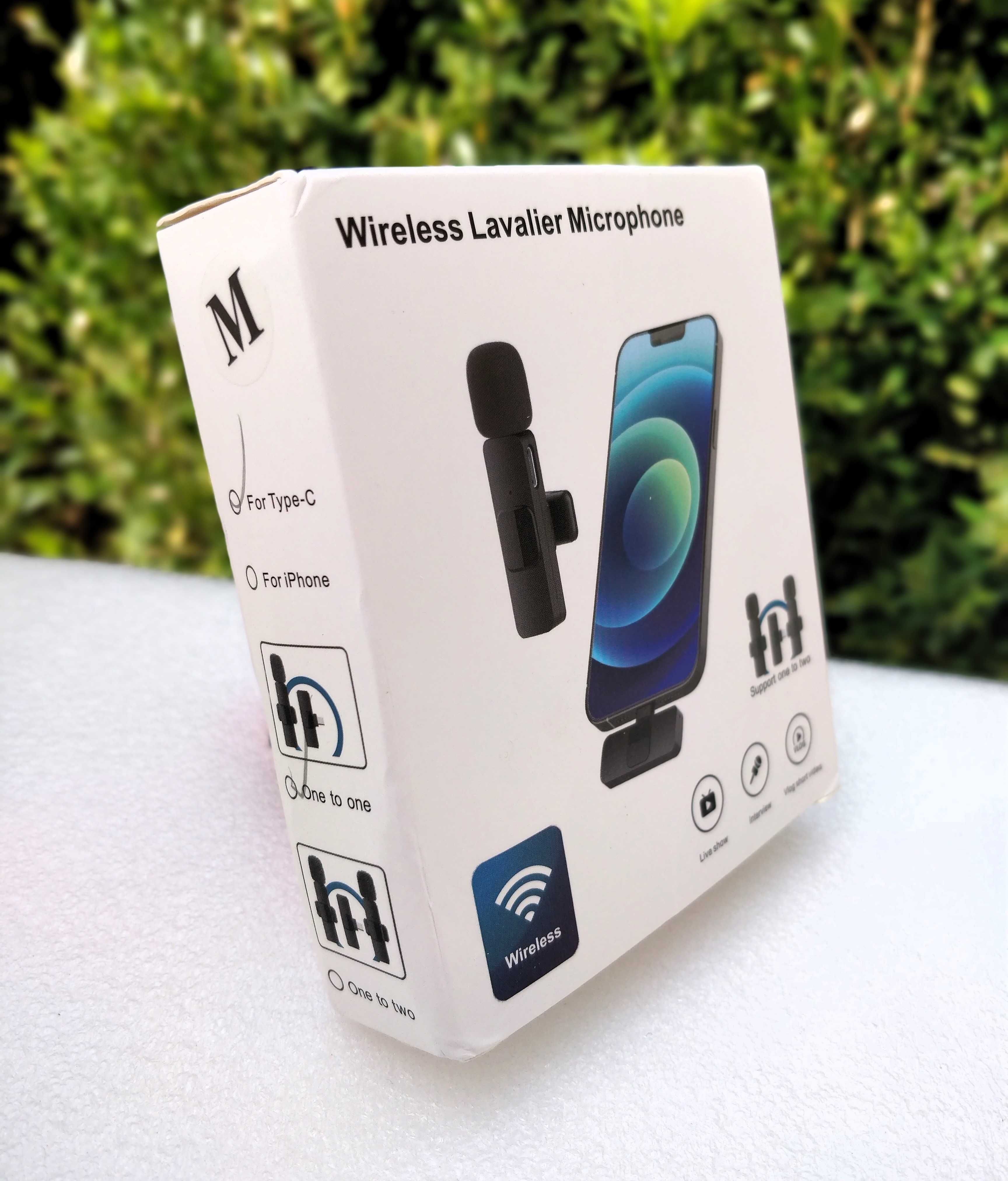 Microfone de Lapela Sem Fios – Plug & Play,Compatível c/ iOS e Android